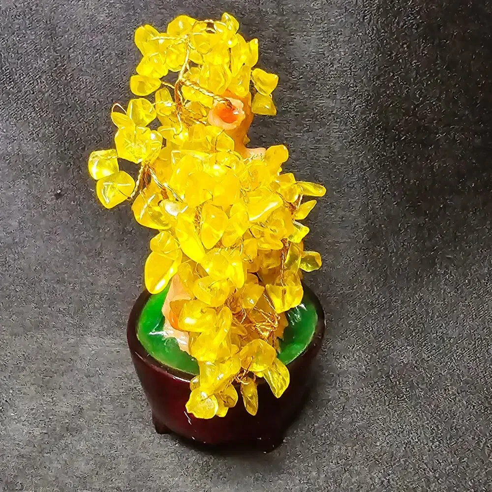 Feng Shui Citrine Gem Tree & Coins Symbolizes Good Fortune Wealth & Prosperity